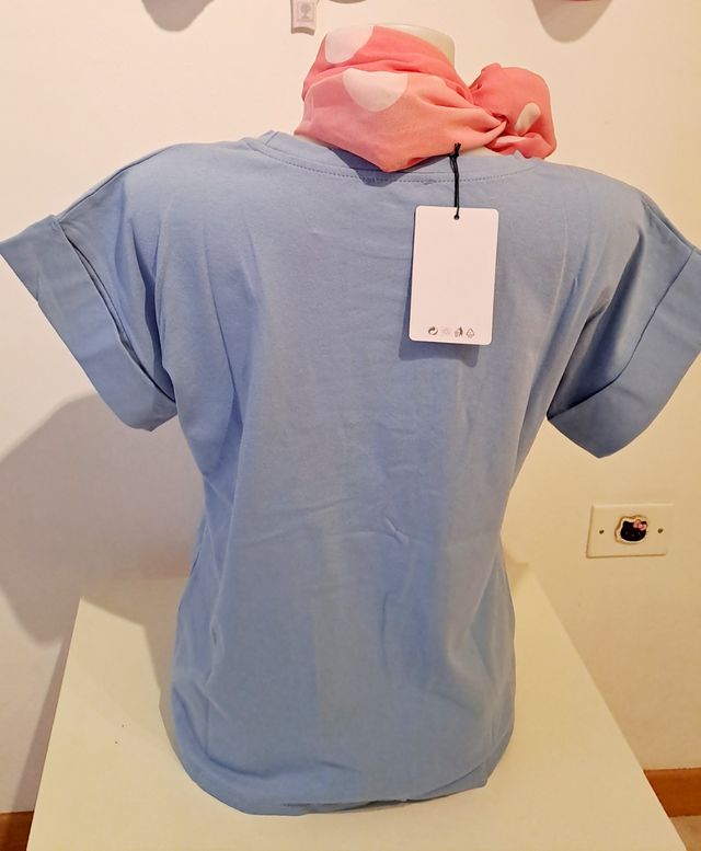 T-shirt cotone azzurro/rosa ça va