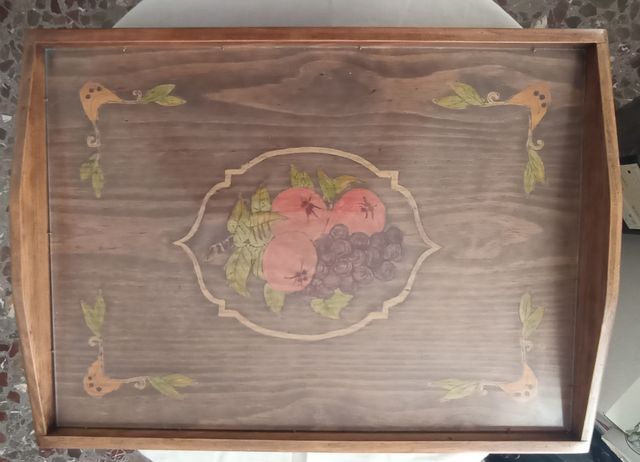 Bandeja de cama artesana decorada: Frutas (OB38)