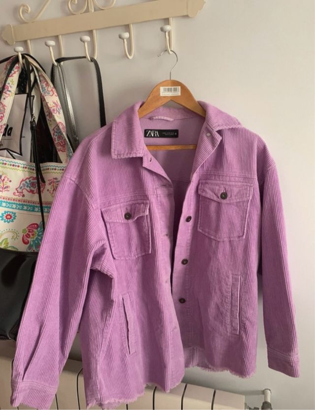 Sobrecamisa pana morada Zara 