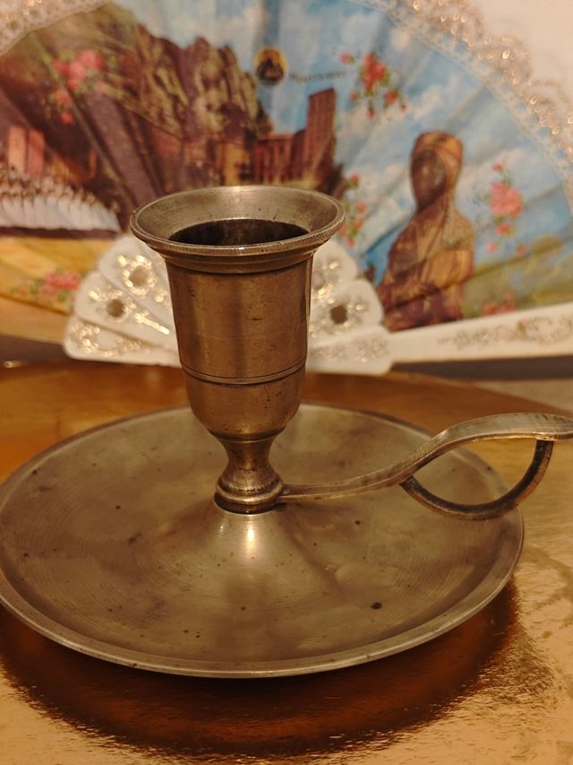 Portavelas vintage metal laton