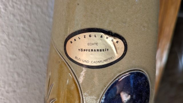 Jarrón Cerámica - Beige y Azul