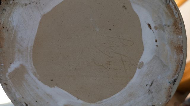 Jarrón Cerámica - Beige y Azul