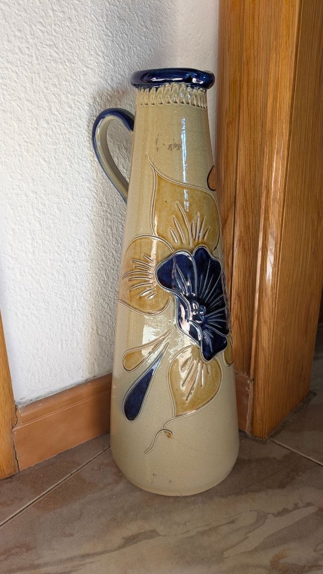 Jarrón Cerámica - Beige y Azul