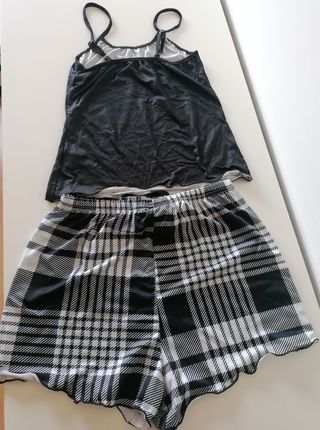 Pijama corto - blanco y negro
