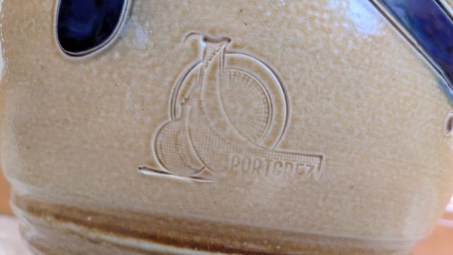 Jarrón porcelana beige y azul