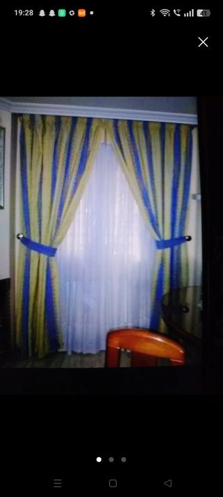 Cortinas amarillas y azules - 2 ventanas