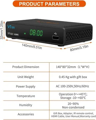 Gtmedia V7 S5X 4K FTA Receptor de TV #001723