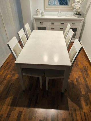 Mesa comedor blanca extensible