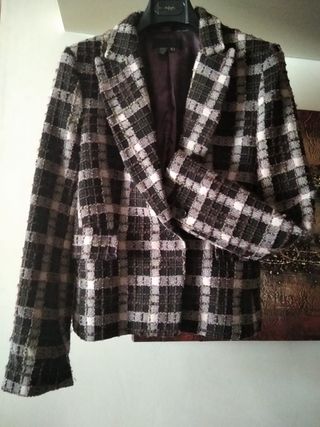 Chaqueta Tweed marrón-morada Talla S