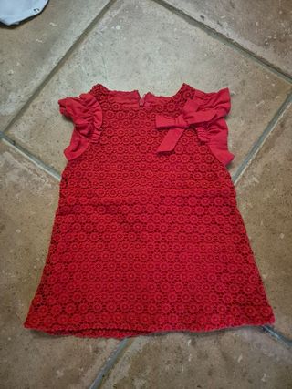 Vestito bimba rosso lavorato