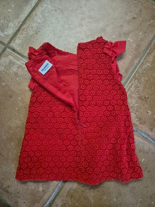 Vestito bimba rosso lavorato