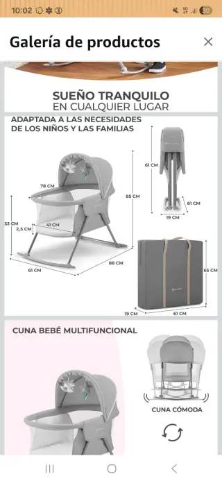 Minicuna viaje plegable gris