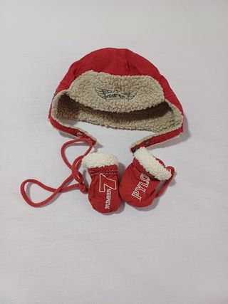 Gorro y guantes piloto niño 6 meses 