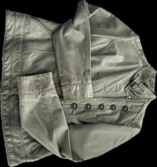 Cazadora cuero gris mujer
