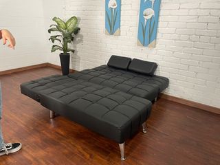 !Nuevo Sofa Cama Poli Piel Negro Cama Oferton!