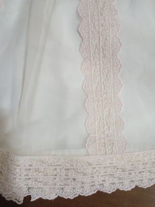 Vestido y capota bebé Dorez T.única, crudo y rosa 