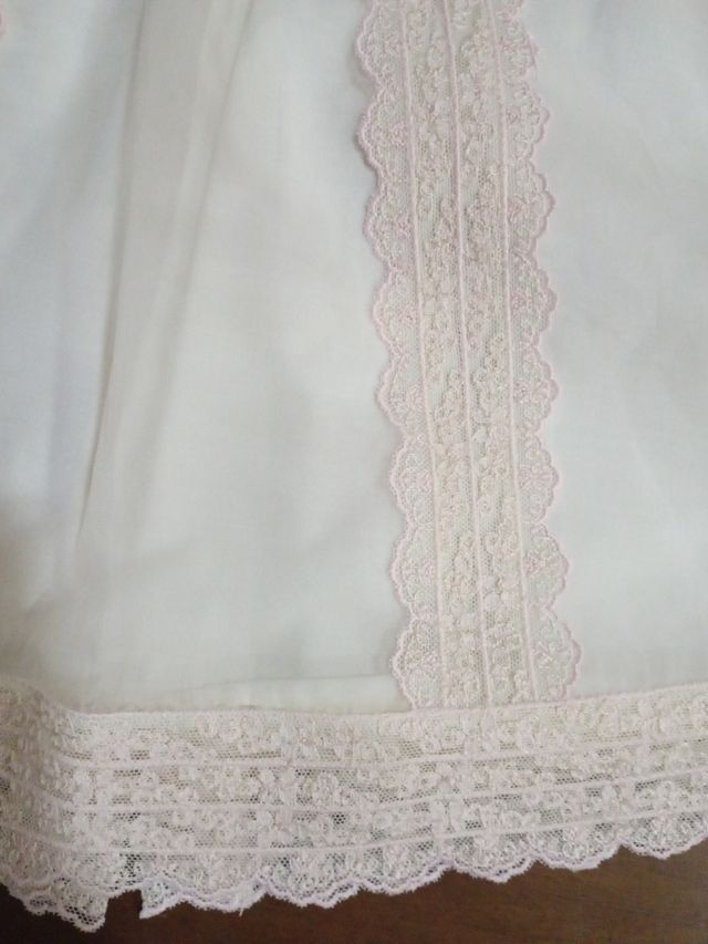 Vestido y capota bebé Dorez T.única, crudo y rosa