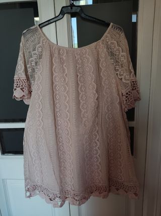 Blusa encaje rosa claro - XL