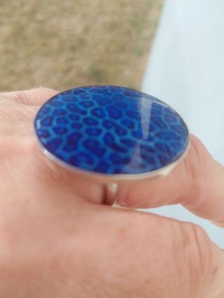 Anillo azul leopardo - Ajustabley elegante.