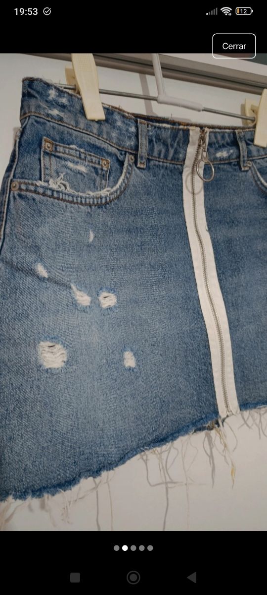 Falda vaquera-cremallera blanca