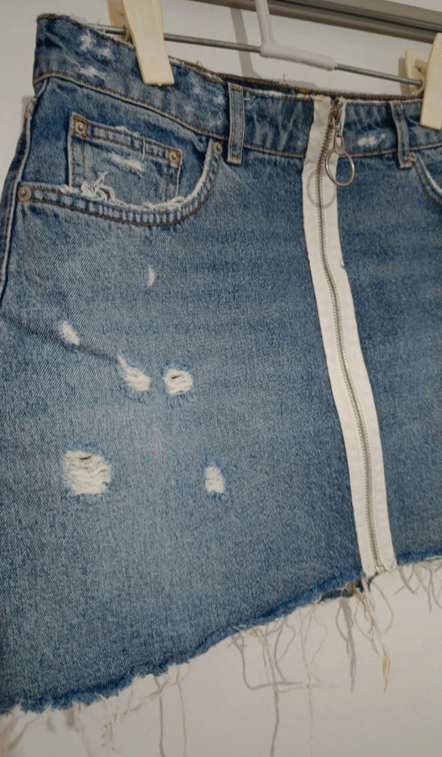 Falda vaquera-cremallera blanca