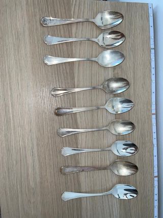 nove cucchiai argentati vintage german silver