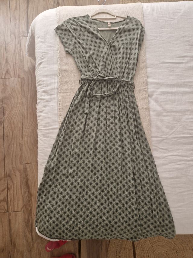 Vestido largo verde estampado - Talla única
