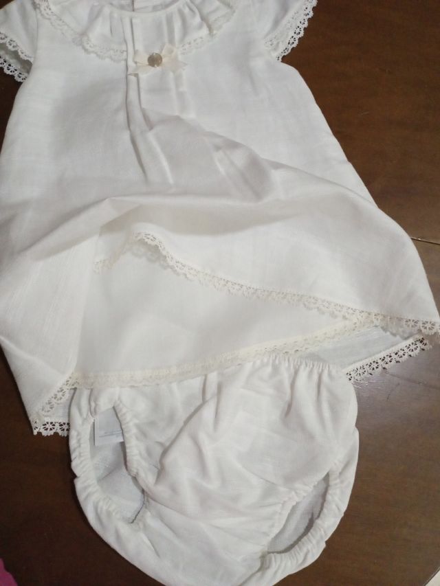 Vestido+braga Paz Rodríguez 12m crudo, nuevo