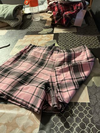 Falda pantalón escocesa rosa-negra