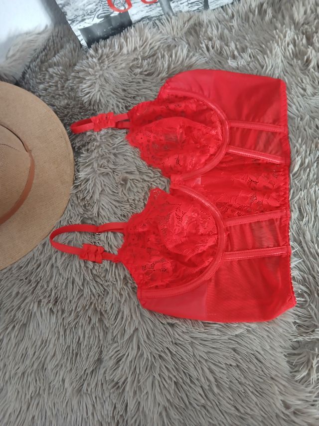 Corsé rojo encaje talla M/L