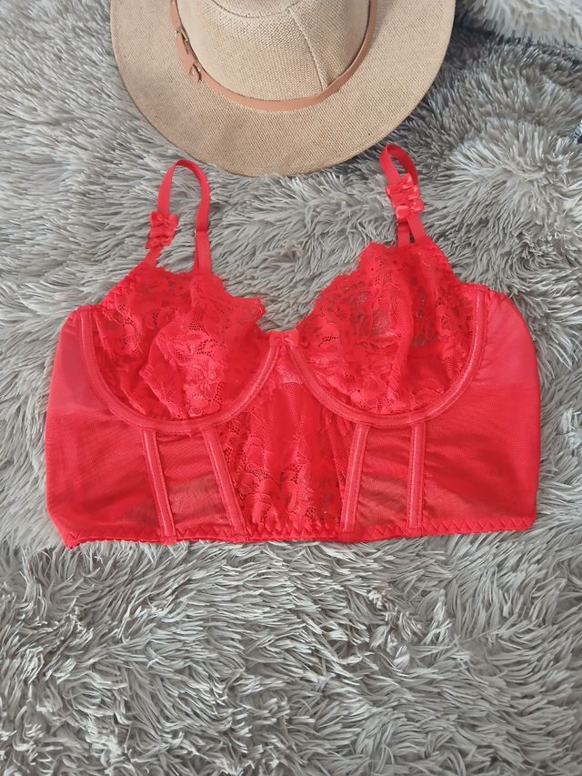 Corsé rojo encaje talla M/L