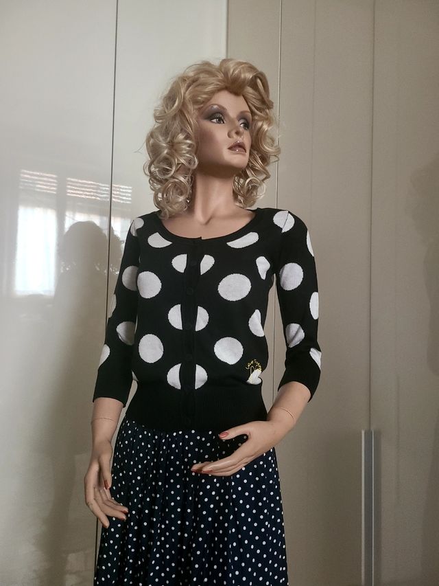 Cardigan pois bianco e nero