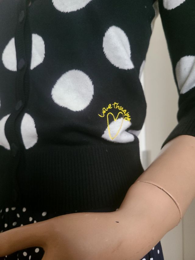 Cardigan pois bianco e nero