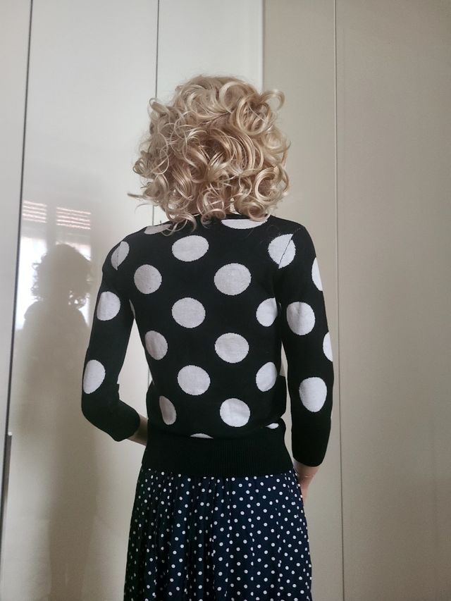 Cardigan pois bianco e nero
