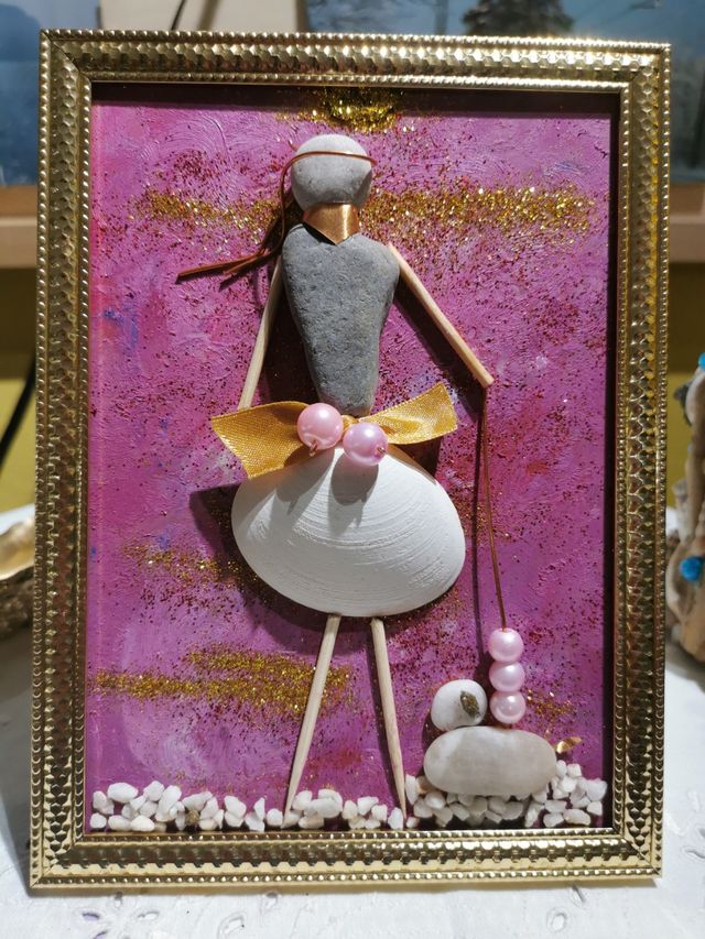 Quadro Decorativo Pietre e conchiglie 13x18