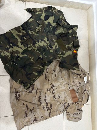 2 Camisas Militares: Verde y Beige