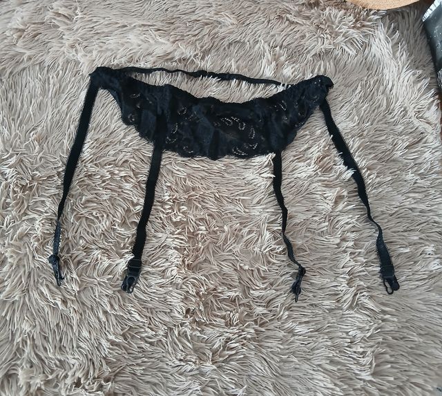 Liguero negro encaje talla S