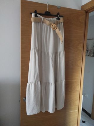 Falda larga beige verano 