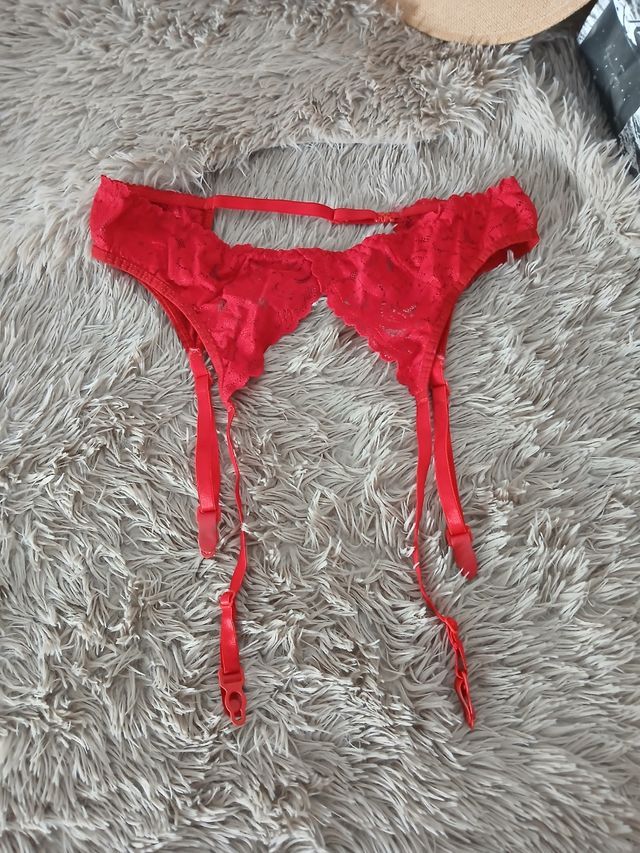 Liguero rojo encaje - Talla S