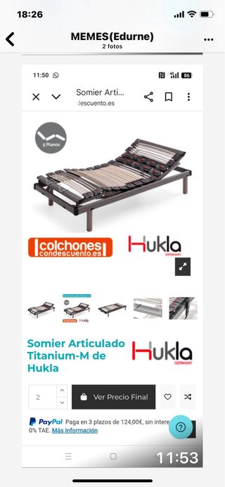 Vendo Somier Articulado(Hukla)