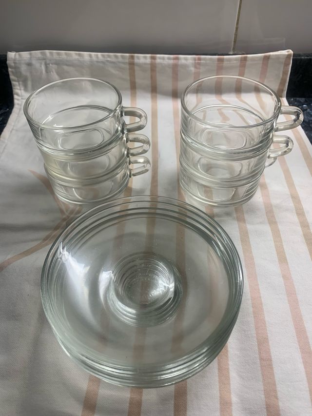 Juego 6 tazas café cristal