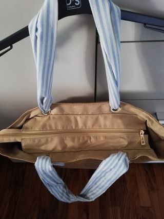Borsa estiva beige a righe