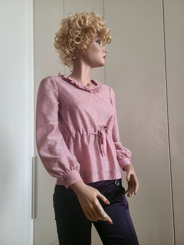Blusa vintage rosa glitter