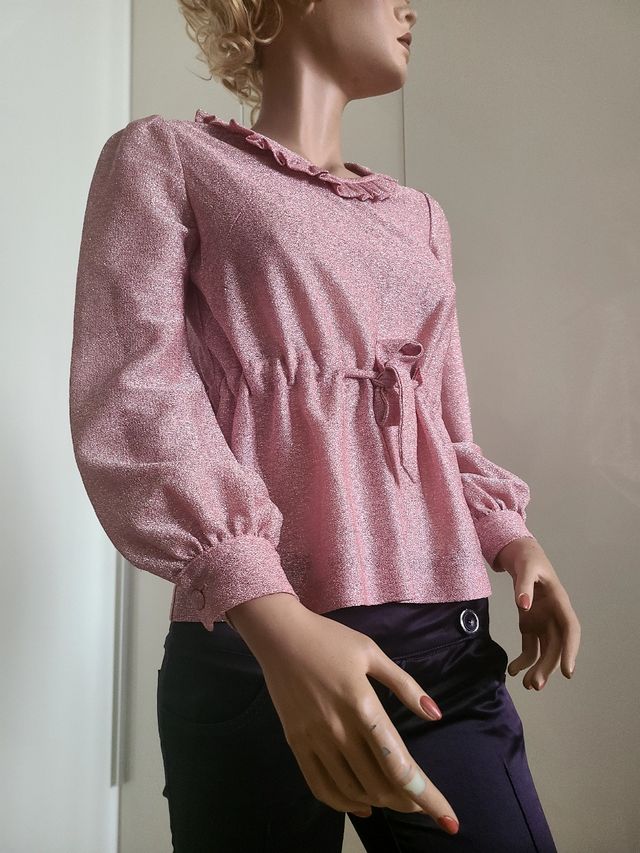 Blusa vintage rosa glitter