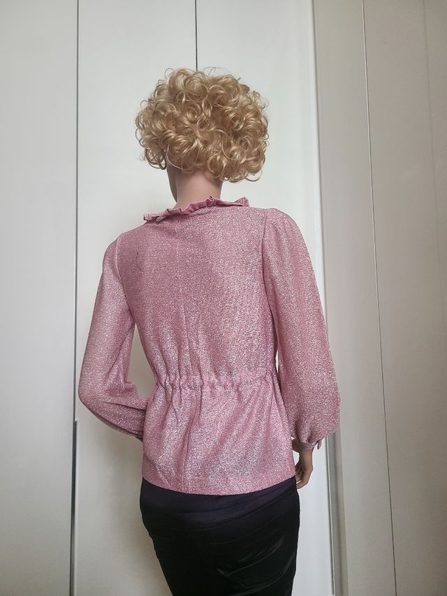Blusa vintage rosa glitter