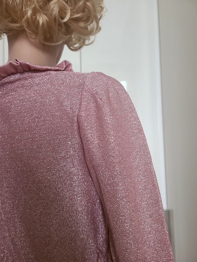 Blusa vintage rosa glitter