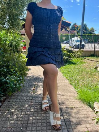 Vestito estivo blu scollo a barca