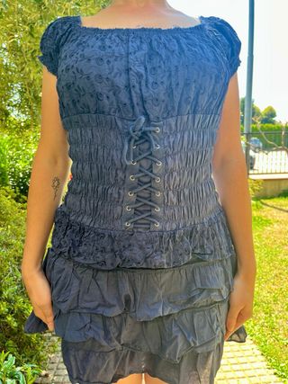 Vestito estivo blu scollo a barca