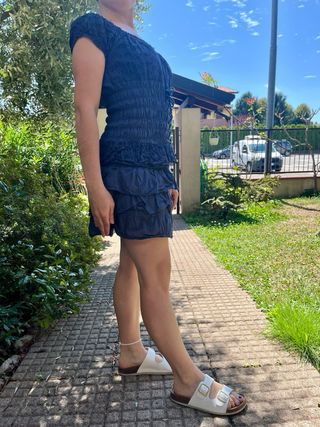 Vestito estivo blu scollo a barca
