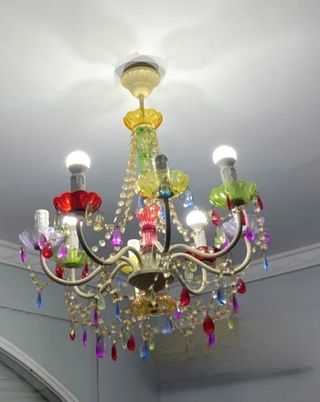 Lampara techo multicolor cristal